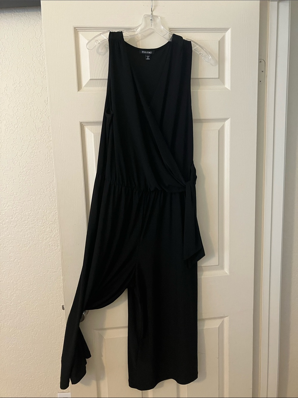 Roz & Ali Black and Asymmetrical Sleeveless Jumpsuit